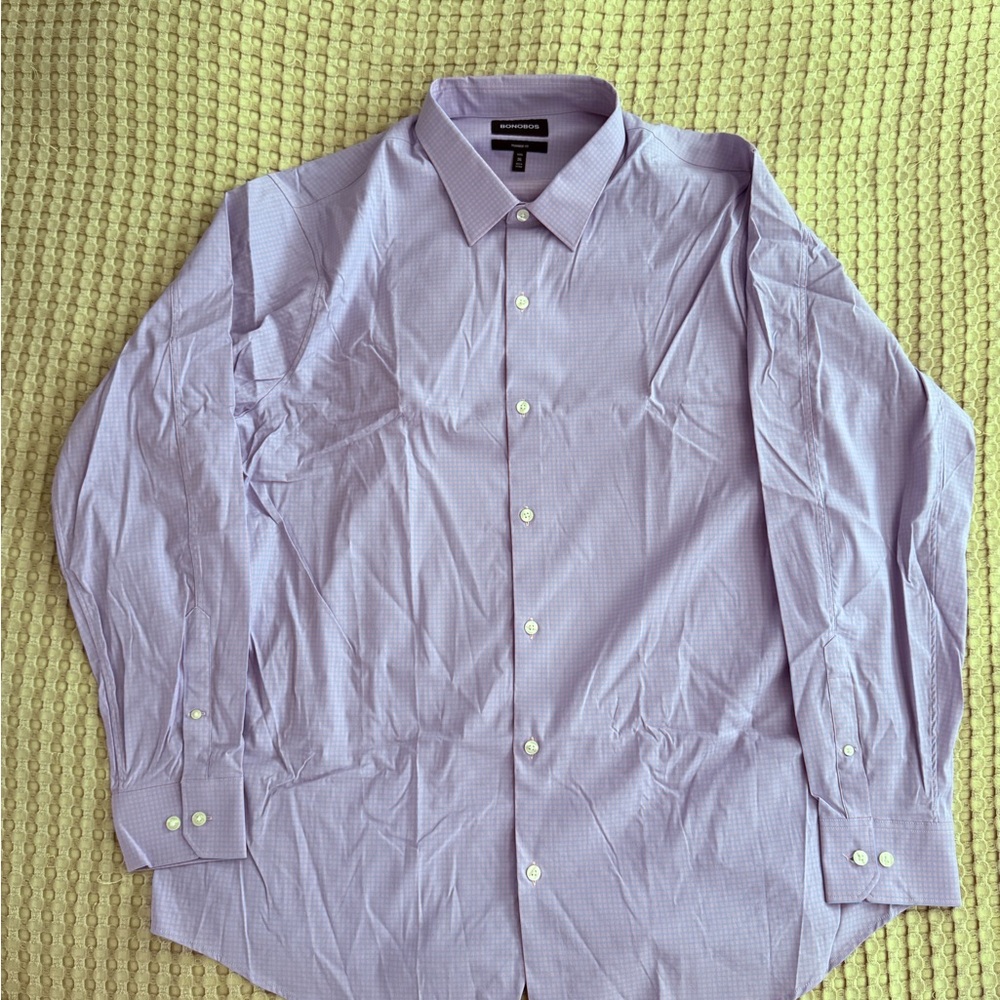 Bonobos- Tech Button Down Shirt- Faded Pink Plaid- XXL Long- Prominent fit- NWT